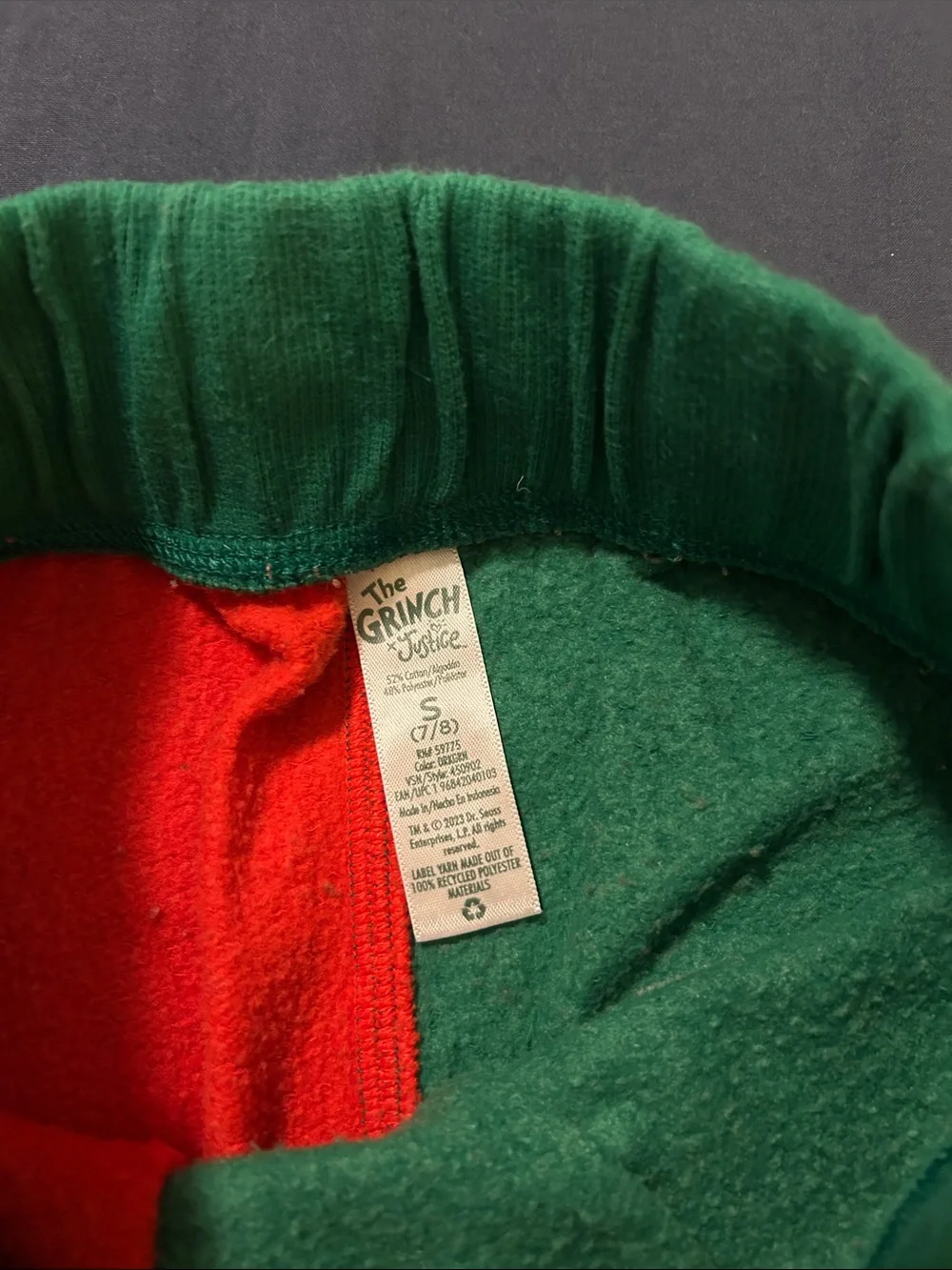 Justice Kids Matching Set The Grinch Red & Green Hoodie and Pants